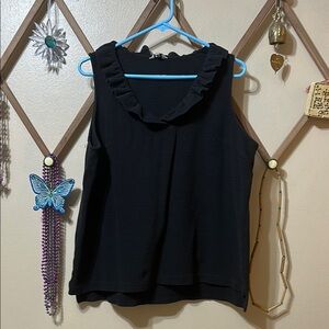 Crown & Ivy Blue Ruffled Sleeveless Tank Top